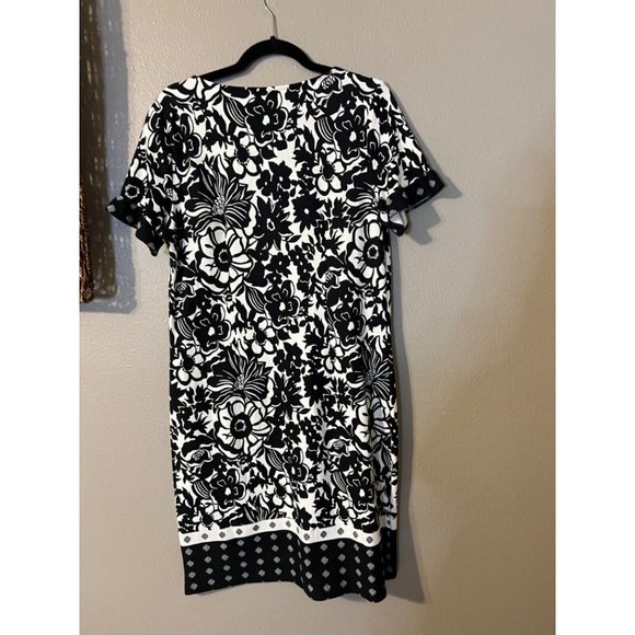 Talbots Dress Black White M Medium 100% Cotton Washable Shift NEW NWT Pullover - Picture 9 of 12